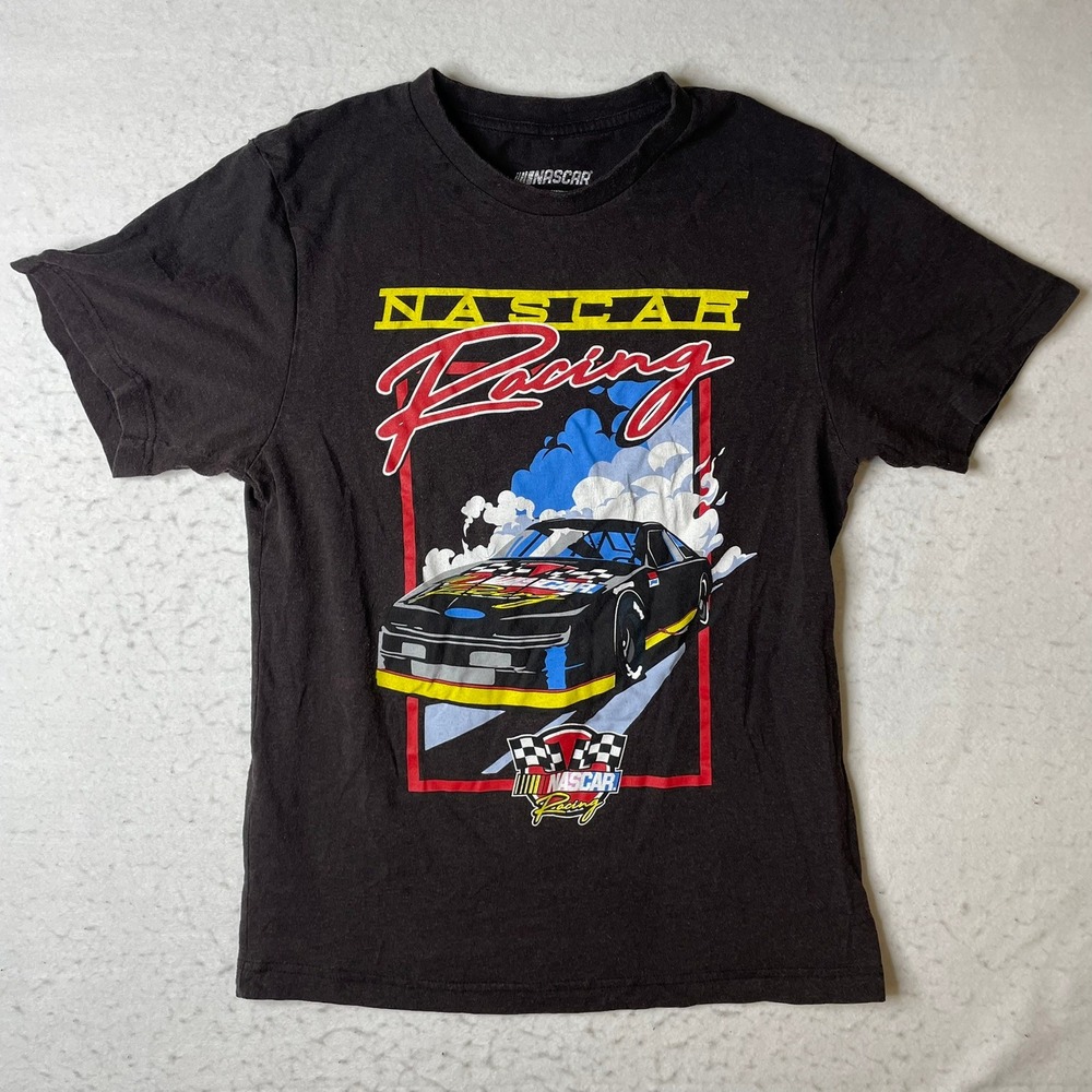 NASCAR Racing T Shirt Black Graphic Race Car Mens S Short Sleeve Cotton‎